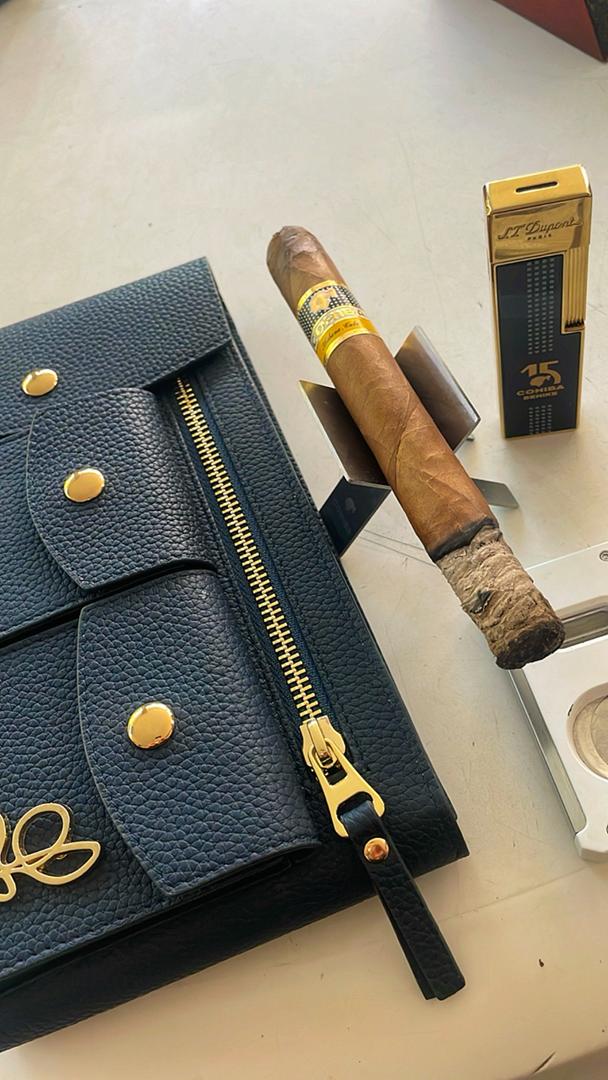 Blue Italian Leather Pooch, cigar case