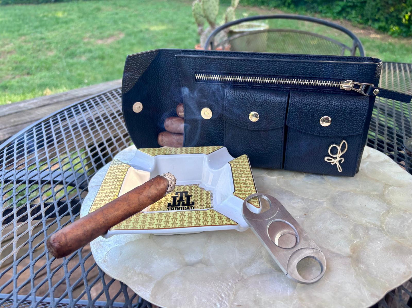 Blue Italian Leather Pooch, cigar case