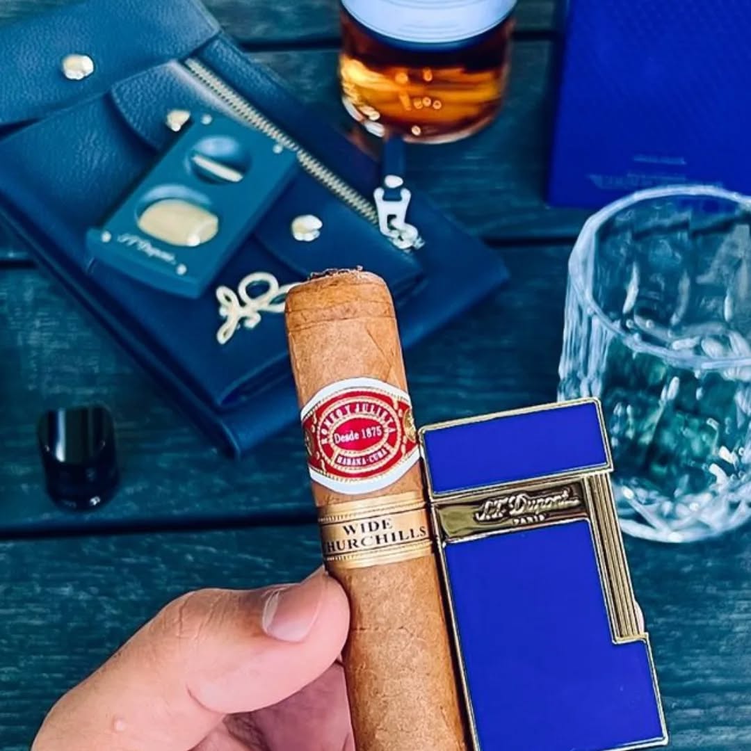 Blue Italian Leather Pooch, cigar case